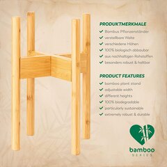 Rubberneck Bamboo Plant Stand - регулируемая стойка для цветочного горшка из бамбукового дерева для внутреннего и наружного использования - бежевый цена и информация | Вазоны | pigu.lt