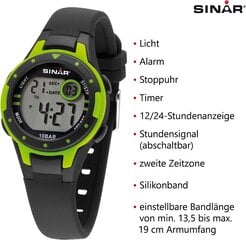 Браслет для мальчиков Sinar Youth Watch Sports Watch Outdoor Digital Quartz 10 бар с силиконовым браслетом и легким черным неоновым зеленым XE-52-3 B01JW7YCF0 цена и информация | Аксессуары для детей | pigu.lt