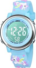 Bigmeda Детские наручные часы 3D Cartoon Waterpronation 7 Colors Light Modler Frivel Digital Watch с будильником в течение 3-10 лет маленького ребенка молодых девочек (Blueeinhorn) B08KDSF623 цена и информация | Аксессуары для детей | pigu.lt