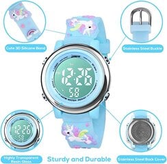 Bigmeda Детские наручные часы 3D Cartoon Waterpronation 7 Colors Light Modler Frivel Digital Watch с будильником в течение 3-10 лет маленького ребенка молодых девочек (Blueeinhorn) B08KDSF623 цена и информация | Аксессуары для детей | pigu.lt