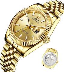 Burei Men's Luxury Automatic Clock Full Gold Dial Date Date Date Date Sapphire Glass с золотой лентой из нержавеющей стали B07T7NJKHK цена и информация | Мужские часы | pigu.lt