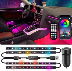 Автоматическое светодиодное внутреннее освещение DC5V USB -соединение Autoladger Lichtbag 5050LED Внутреннее освещение Авто с управлением приложением пульт дистанционного управления в окружающем освещении Auto цена и информация | Светодиодные ленты | pigu.lt