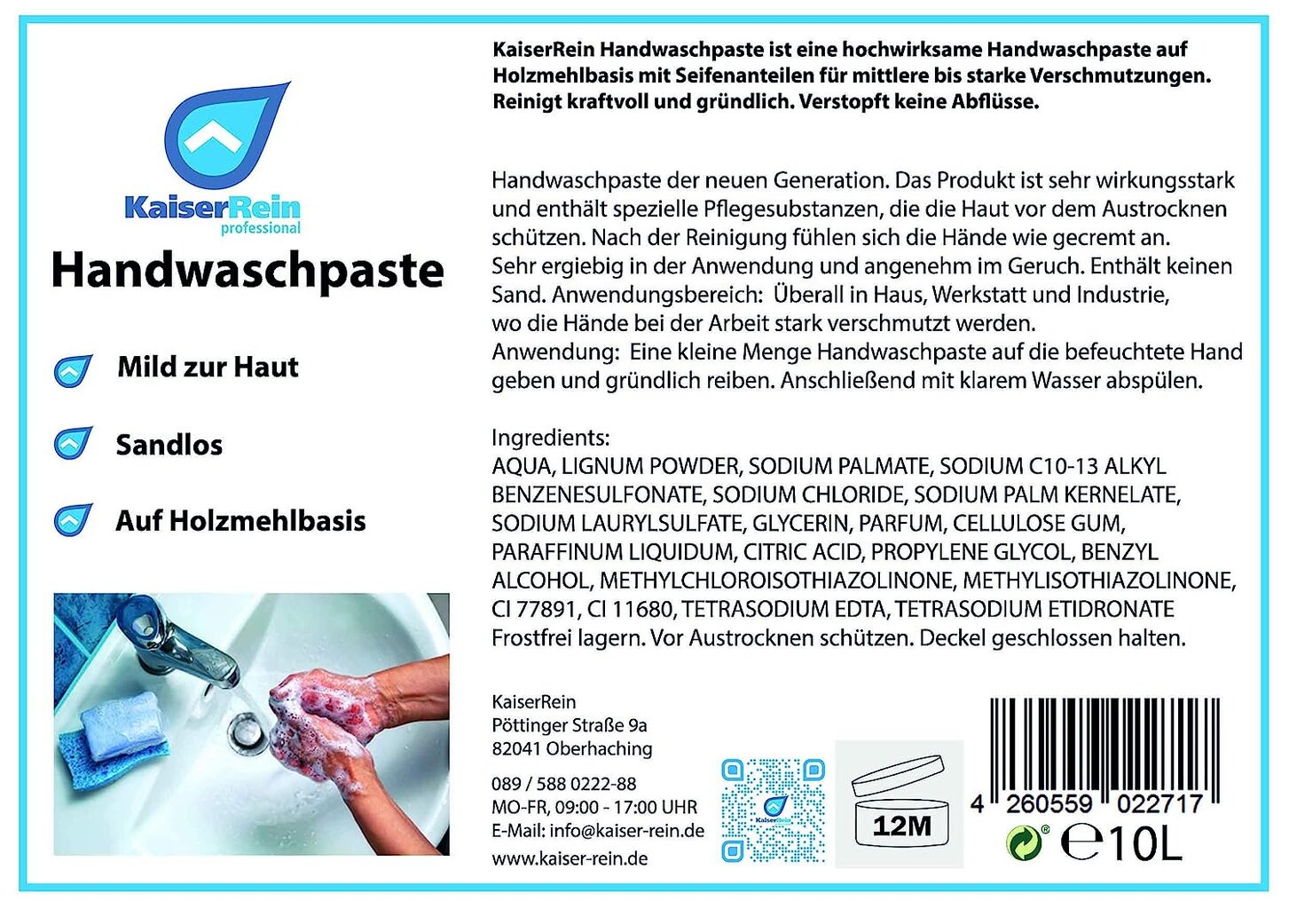 „Kaiserrein“ rankų plovimo pasta 10L цена и информация | Autochemija | pigu.lt
