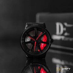 Дрифт Элемент Felgen Watch Men - Защитные часы Motorsport в 3D -ободе, изготовленном из нержавеющей стали - пользовательские дизайнерские часы с минеральным стеклом - Quartzzhr (красный) B08FXGZC18 цена и информация | Мужские часы | pigu.lt