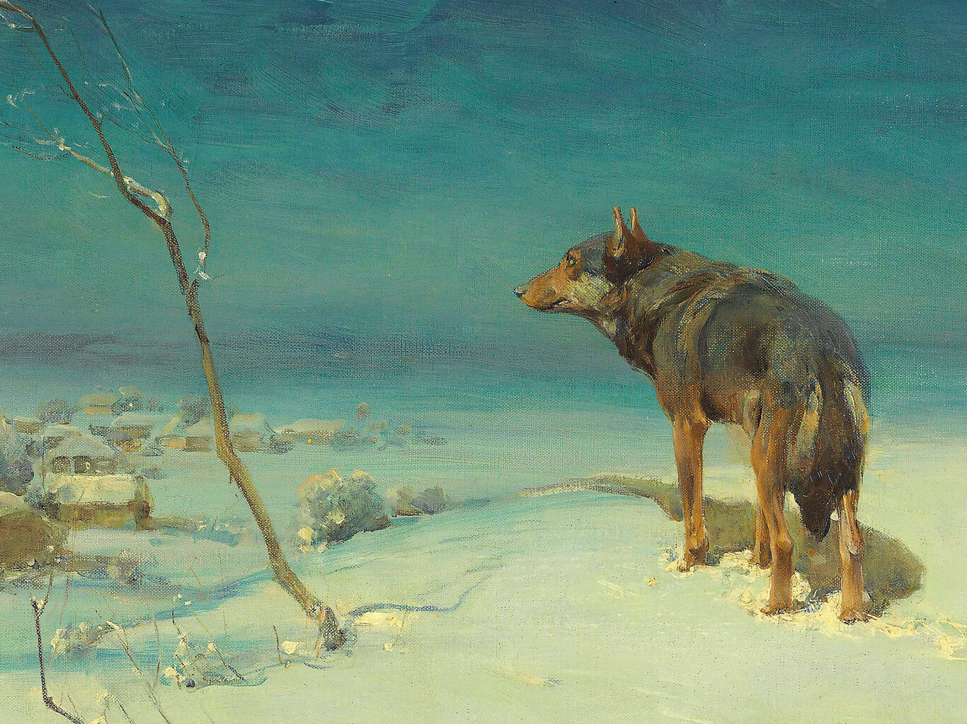 Reprodukcija The Lone Wolf (Alfred Von Wierusz-Kowalski), 40x35 cm kaina ir informacija | Reprodukcijos, paveikslai | pigu.lt