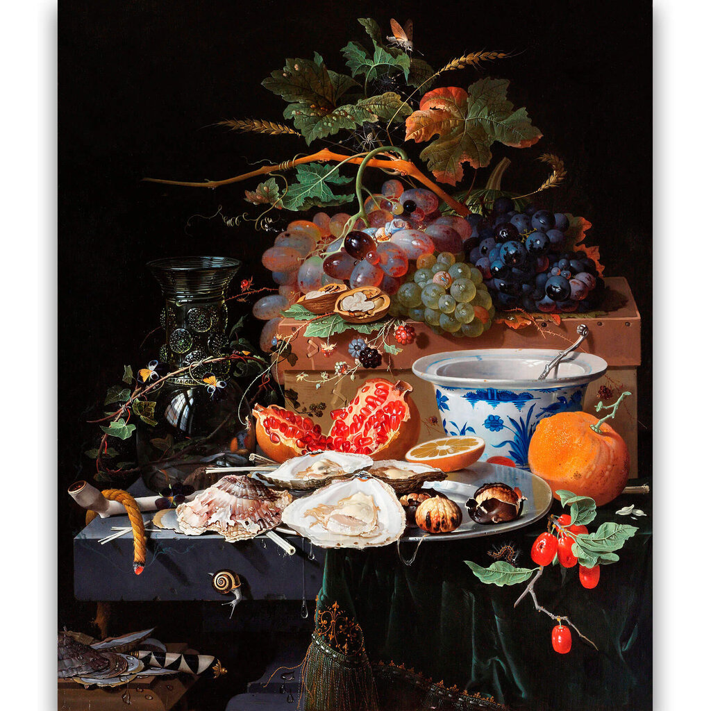 Reprodukcija Fruits and Oysters (Abraham Mignon), 60x50 cm kaina ir informacija | Reprodukcijos, paveikslai | pigu.lt