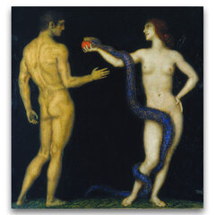 Reprodukcija Adam and Eve (Franz von Stuck), 80x80 cm kaina ir informacija | Reprodukcijos, paveikslai | pigu.lt