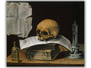 Reprodukcija Vanitas Still Life With Skull (Sebastian Stoskopff), 40x35 cm kaina ir informacija | Reprodukcijos, paveikslai | pigu.lt