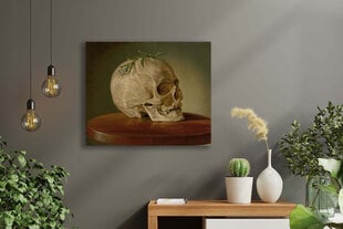 Reprodukcija Still Life with a Skull and a Forget-Me-Not (Vojtech Klimkovic), 40x35 cm kaina ir informacija | Reprodukcijos, paveikslai | pigu.lt