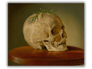 Reprodukcija Still Life with a Skull and a Forget-Me-Not (Vojtech Klimkovic), 40x35 cm kaina ir informacija | Reprodukcijos, paveikslai | pigu.lt