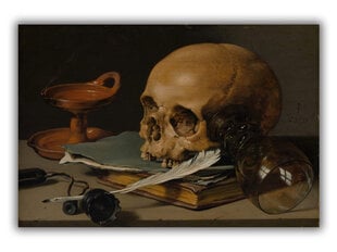 Reprodukcija Still Life with a Skull and a Writing Quill (Pieter Claesz), 60x80 cm kaina ir informacija | Reprodukcijos, paveikslai | pigu.lt