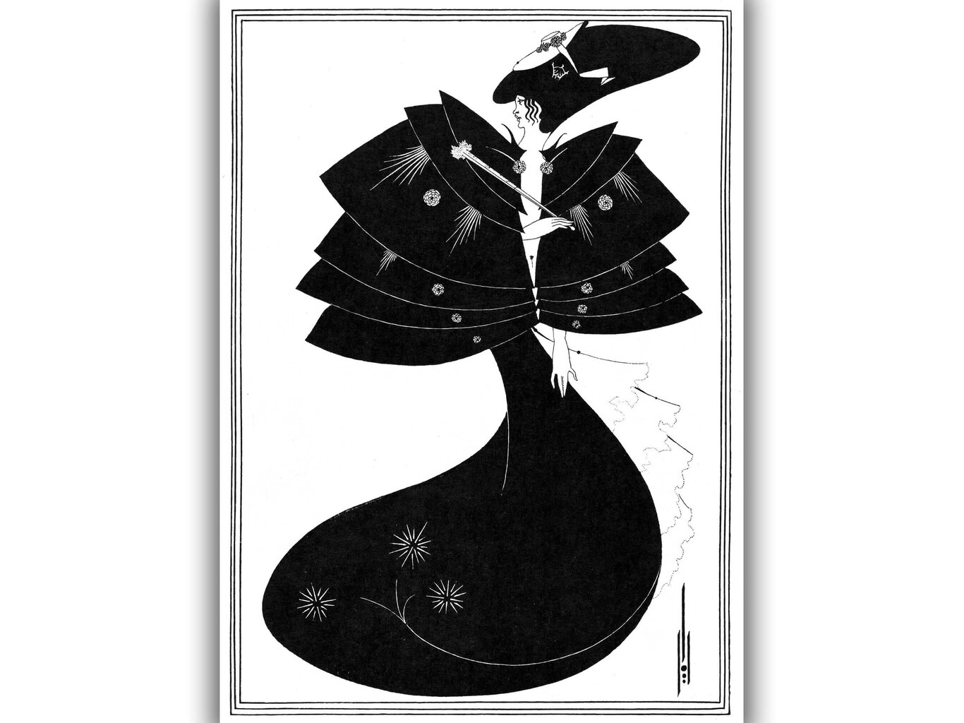 Reprodukcija The Black Cape (Aubrey Vincent Beardsley), 100x70 cm kaina ir informacija | Reprodukcijos, paveikslai | pigu.lt