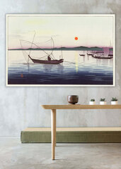 Reprodukcija Boats and Setting Sun (Ohara Koson), 80x50 cm kaina ir informacija | Reprodukcijos, paveikslai | pigu.lt
