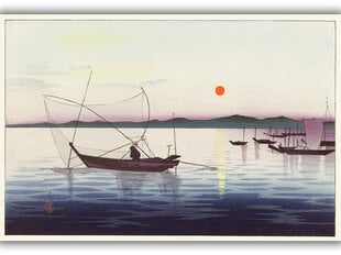 Reprodukcija Boats and Setting Sun (Ohara Koson), 80x50 cm kaina ir informacija | Reprodukcijos, paveikslai | pigu.lt