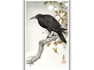 Reprodukcija A Crow and the Full Moon (Ohara Koson), 80x50 cm kaina ir informacija | Reprodukcijos, paveikslai | pigu.lt