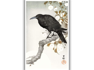 Reprodukcija A Crow and the Full Moon (Ohara Koson), 100x60 cm kaina ir informacija | Reprodukcijos, paveikslai | pigu.lt