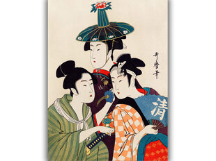 Reprodukcija Three Young Men or Women (Utamaro Kitagawa), 100x70 cm kaina ir informacija | Reprodukcijos, paveikslai | pigu.lt
