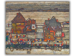 Reprodukcija Houses With Laundry (Suburb II) (Egon Schiele), 40x35 cm kaina ir informacija | Reprodukcijos, paveikslai | pigu.lt