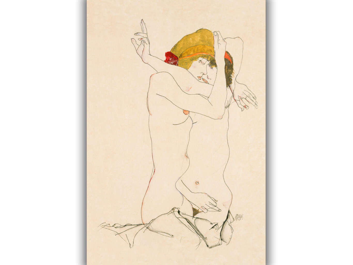 Reprodukcija Two Women Embracing (Egon Schiele), 40x60 cm цена и информация | Reprodukcijos, paveikslai | pigu.lt