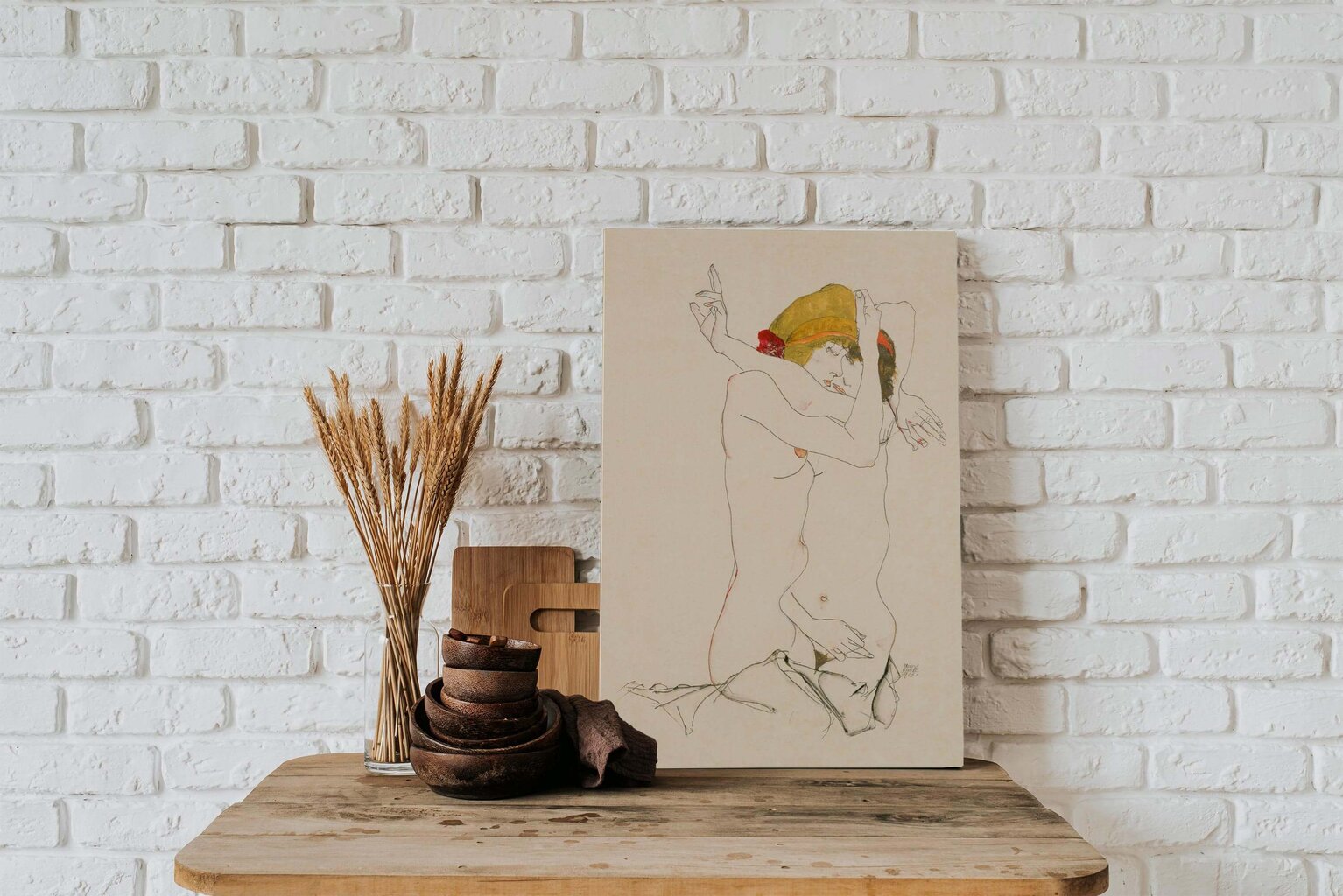 Reprodukcija Two Women Embracing (Egon Schiele), 40x60 cm цена и информация | Reprodukcijos, paveikslai | pigu.lt