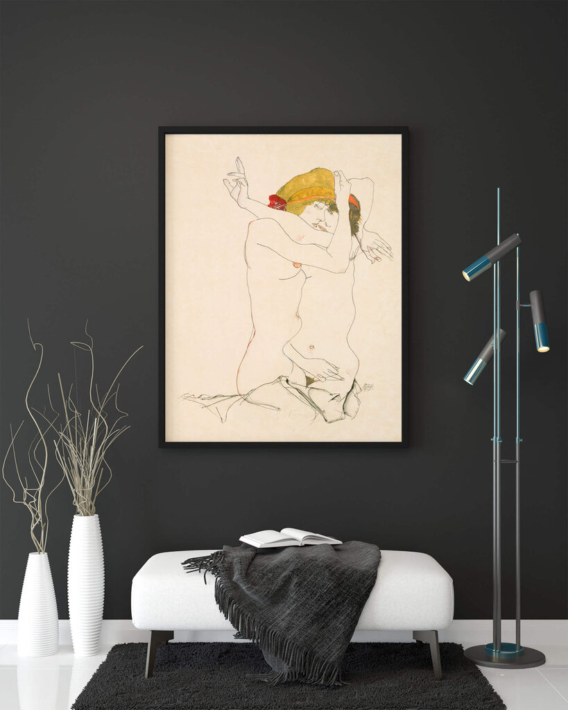 Reprodukcija Two Women Embracing (Egon Schiele), 60x80 cm цена и информация | Reprodukcijos, paveikslai | pigu.lt