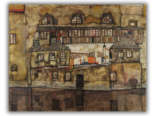 Reprodukcija House Wall on the River (Egon Schiele), 40x35 cm kaina ir informacija | Reprodukcijos, paveikslai | pigu.lt