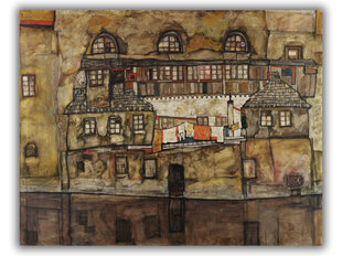 Reprodukcija House Wall on the River (Egon Schiele), 60x50 cm kaina ir informacija | Reprodukcijos, paveikslai | pigu.lt