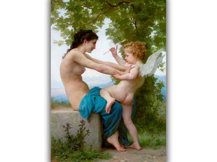 Reprodukcija A Young Girl Defending Herself against Eros (William Bouguereau), 30x40 cm kaina ir informacija | Reprodukcijos, paveikslai | pigu.lt