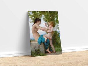 Reprodukcija A Young Girl Defending Herself against Eros (William Bouguereau), 40x60 cm kaina ir informacija | Reprodukcijos, paveikslai | pigu.lt