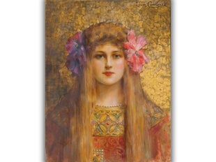 Reprodukcija Portrait of a Woman with a Flowery Turban (Leon Francois Comerre), 60x80 cm kaina ir informacija | Reprodukcijos, paveikslai | pigu.lt
