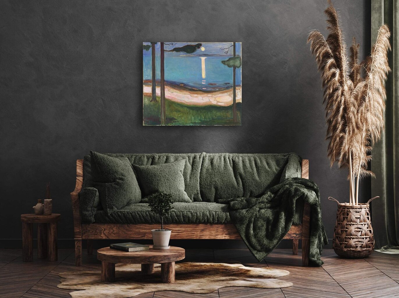 Reprodukcija Moonlight (Edvard Munch), 80x65 cm kaina ir informacija | Reprodukcijos, paveikslai | pigu.lt