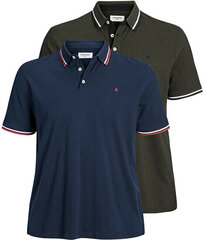 2 PACK - мужская рубашка-поло JJEPAULOS Slim Fit 12191216 Rio Red Denim Blue цена и информация | Мужские футболки | pigu.lt