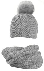 Kepurės ir šaliko komplektas moterims Karpet 5958.10, pilkas kaina ir informacija | Kepurės moterims | pigu.lt