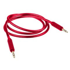 Lilware AUX nailoninis 3,5 mm garso kabelis. 1m. Raudona kaina ir informacija | Kabeliai ir laidai | pigu.lt