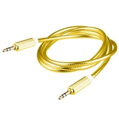 Lilware AUX nailoninis 3,5 mm garso kabelis. 1m. Auksinis kaina ir informacija | Kabeliai ir laidai | pigu.lt