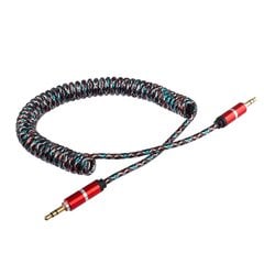 Lilware AUX guminis spiralinis 3,5 mm garso kabelis. Raudona kaina ir informacija | Kabeliai ir laidai | pigu.lt