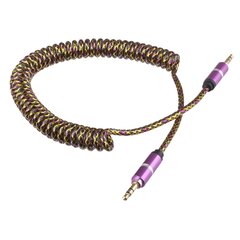 Lilware AUX gumuotas spiralinis 3,5 mm garso kabelis. Violetinė kaina ir informacija | Kabeliai ir laidai | pigu.lt