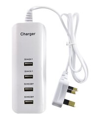 Lilware UK USB Wall Charger. 20 Вт адаптер питания - 4x USB порты. Шнур 1,2 м. Белый цена и информация | Зарядные устройства для телефонов | pigu.lt