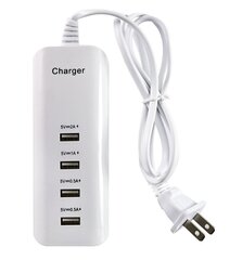 Lilware US USB Wall Charger. 20 Вт адаптер питания - 4x USB порты. 1,2 м Шнур. Белый цена и информация | Зарядные устройства для телефонов | pigu.lt