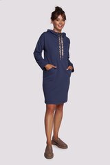 B238 Платье с высоким воротником и карманами - синее цена и информация | Платья | pigu.lt
