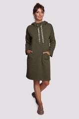 B238 Платье с высоким воротником и карманами - оливковое цена и информация | Платья | pigu.lt