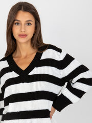 бело-черный длинный свитер в полоску оверсайз rue paris цена и информация | Женские кофты | pigu.lt