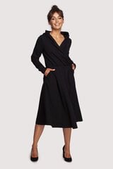 B245 Расклешенное платье с капюшоном - черное цена и информация | Платья | pigu.lt
