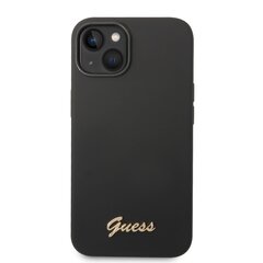 Guess Liquid Silicone Metal Logo Case skirtas iPhone 14 Plus, juodas kaina ir informacija | Telefono dėklai | pigu.lt