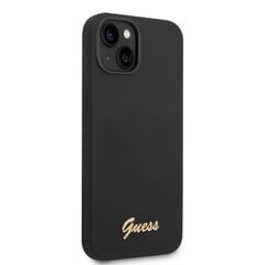 Guess Liquid Silicone Metal Logo Case skirtas iPhone 14 Plus, juodas kaina ir informacija | Telefono dėklai | pigu.lt