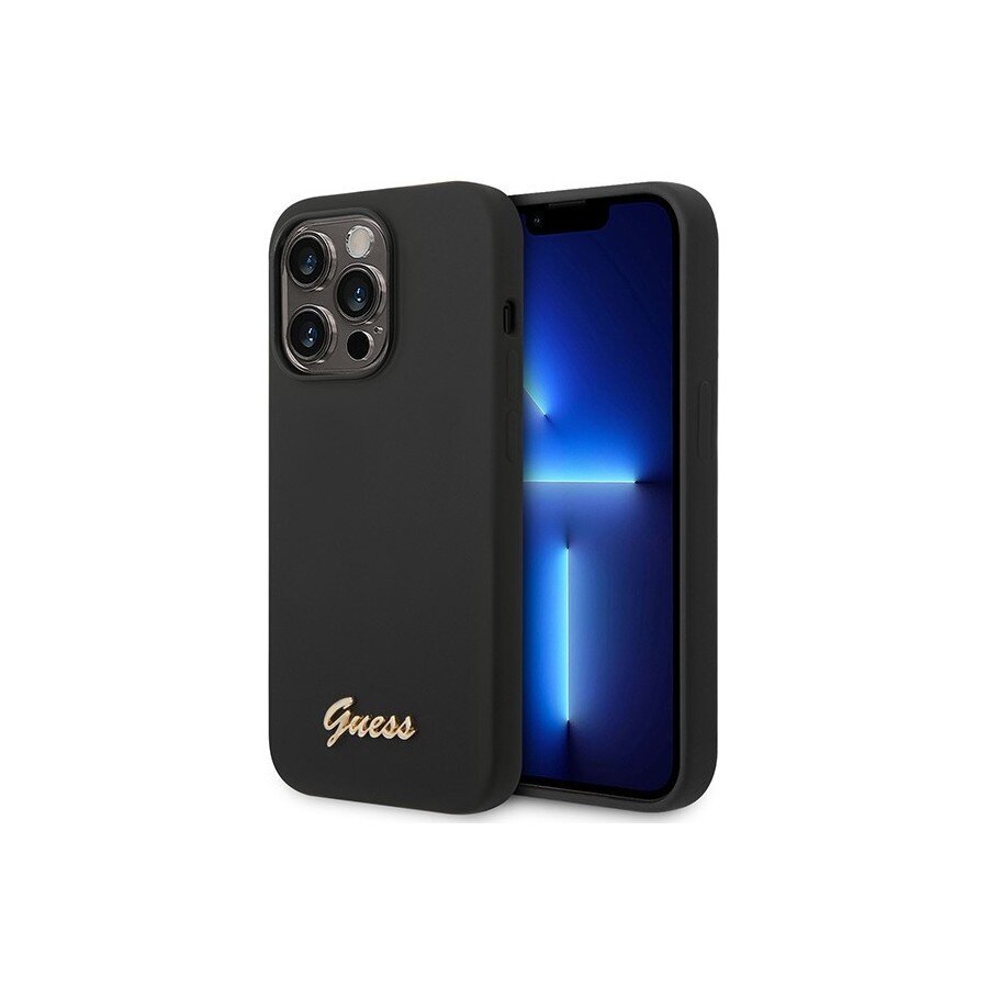 Dėklas telefonui Guess Silicone Vintage - iPhone 14 Pro Max 6.7, juodas kaina ir informacija | Telefono dėklai | pigu.lt