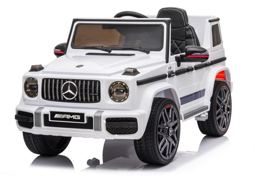 Dvivietis vaikiškas elektromobilis Mercedes G63 AMG, baltas kaina ir informacija | Elektromobiliai vaikams | pigu.lt