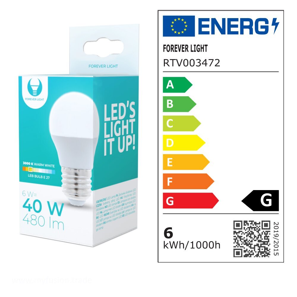 LED lemputė Forever Light E27 G45 6W 480lm kaina ir informacija | Elektros lemputės | pigu.lt