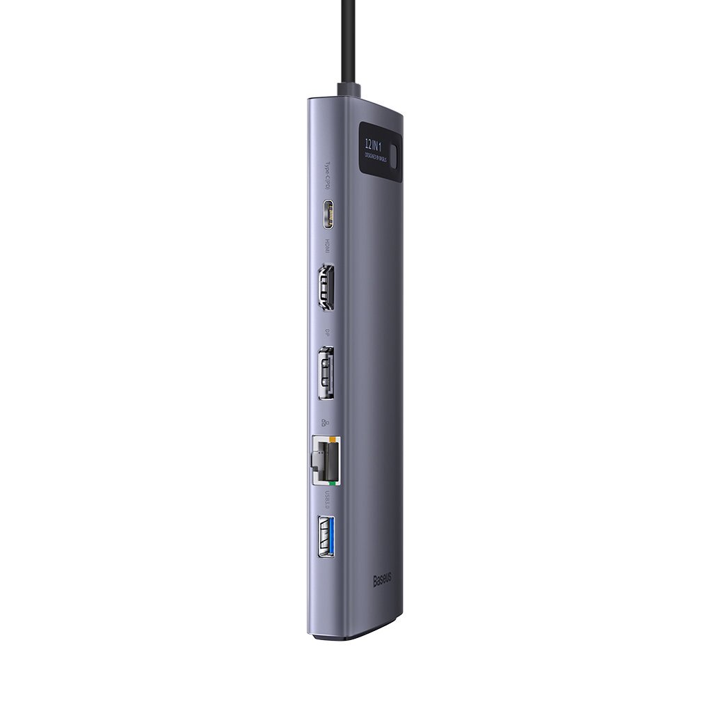 Baseus Metal Gleam HUB USB Type C HDMI / DP / USB Type C / minijack 3.5mm / RJ45 / SD (WKWG020213) kaina ir informacija | Adapteriai, USB šakotuvai | pigu.lt