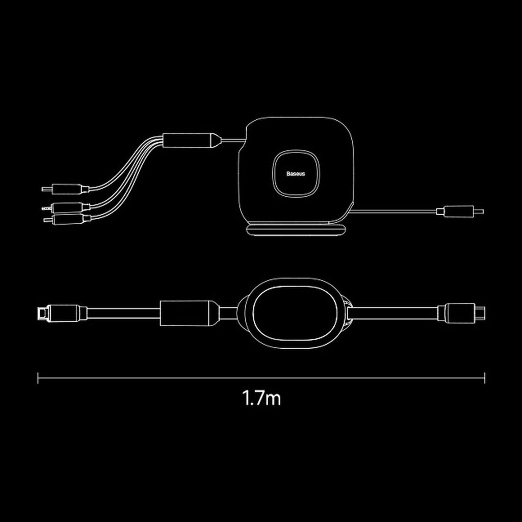 Baseus 3-in-1 USB Type C - Micro USB / USB Type C / Lightning 100W 1.7m (CAQY000005) цена и информация | Adapteriai, USB šakotuvai | pigu.lt